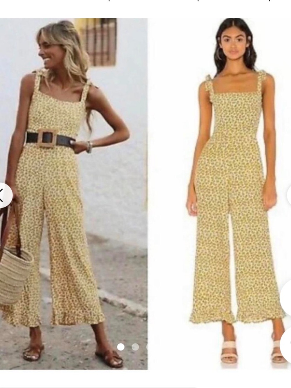 Faithfull the Brand Yellow (Urban Outfitters) Floral Square-Neck Jumpsuit - Picture 2 of 6